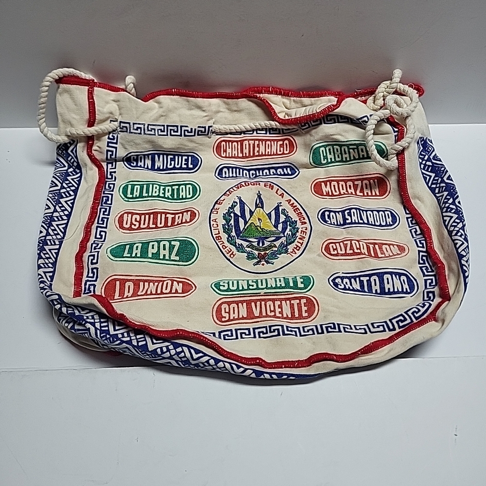 Colorful El Salvador Shield and Countries Tote String Bag